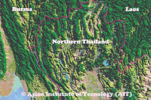 Map of Northern Thailand, Burma and Laos